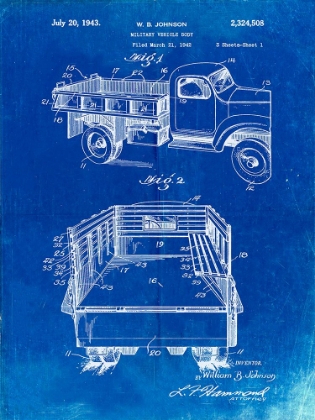Picture of PP59-FADED BLUEPRINT ARMY TROOPS TRANSPORT TRUCK PATENT POSTER