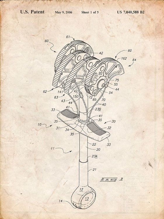 Picture of PP61-VINTAGE PARCHMENT OMEGA PACIFIC LINK CLIMBING CAM PATENT POSTER