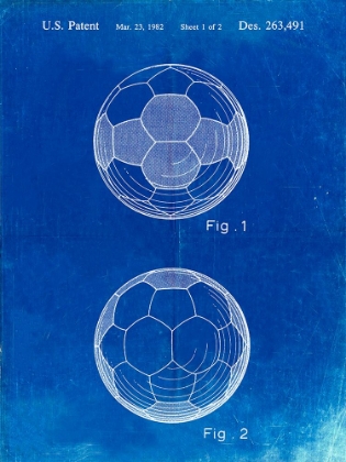 Picture of PP62-FADED BLUEPRINT LEATHER SOCCER BALL PATENT POSTER
