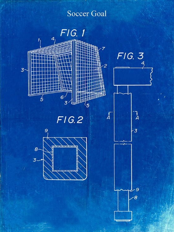 Picture of PP63-FADED BLUEPRINT SOCCER GOAL PATENT POSTER