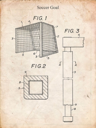 Picture of PP63-VINTAGE PARCHMENT SOCCER GOAL PATENT POSTER