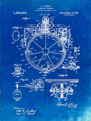 Picture of PP67-FADED BLUEPRINT GYROCOMPASS PATENT POSTER