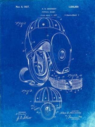 Picture of PP73-FADED BLUEPRINT FOOTBALL LEATHER HELMET 1927 PATENT POSTER
