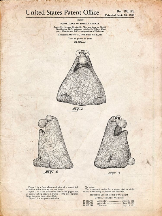 Picture of PP75-VINTAGE PARCHMENT WILKINS COFFEE (WONTKINS) MUPPET PATENT POSTER