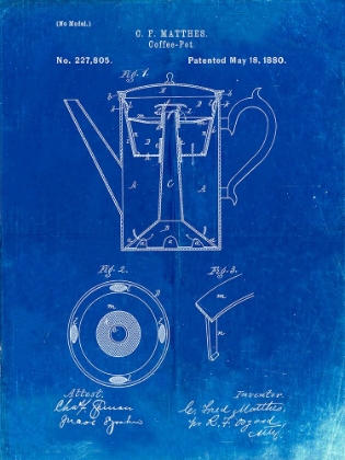 Picture of PP78-FADED BLUEPRINT COFFEE PERCOLATOR 1880 PATENT ART