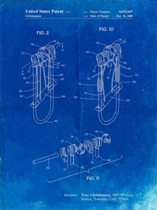 Picture of PP81-FADED BLUEPRINT ROCK CLIMBING CAMALOT PATENT POSTER