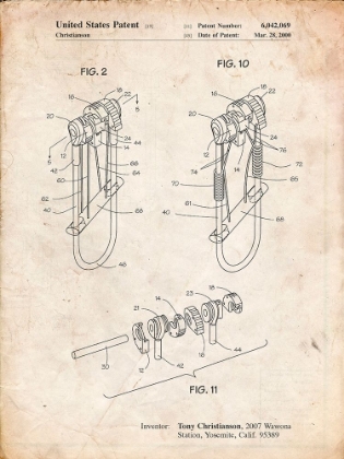 Picture of PP81-VINTAGE PARCHMENT ROCK CLIMBING CAMALOT PATENT POSTER