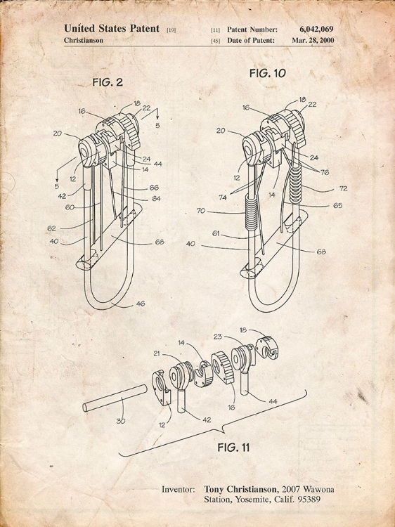 Picture of PP81-VINTAGE PARCHMENT ROCK CLIMBING CAMALOT PATENT POSTER