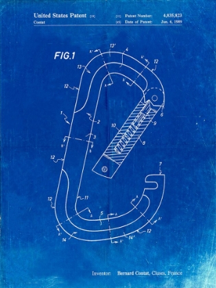 Picture of PP83-FADED BLUEPRINT OVAL CARABINER PATENT POSTER