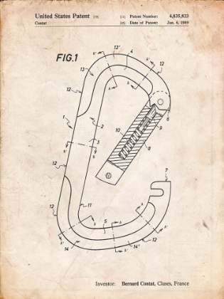 Picture of PP83-VINTAGE PARCHMENT OVAL CARABINER PATENT POSTER