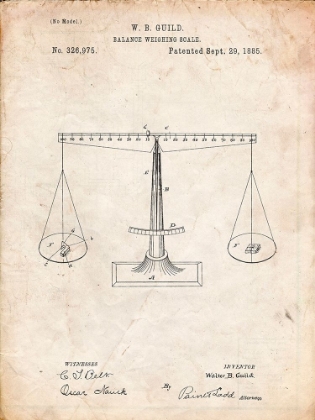 Picture of PP84-VINTAGE PARCHMENT SCALES OF JUSTICE PATENT POSTER