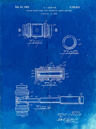 Picture of PP85-FADED BLUEPRINT GAVEL 1953 PATENT POSTER
