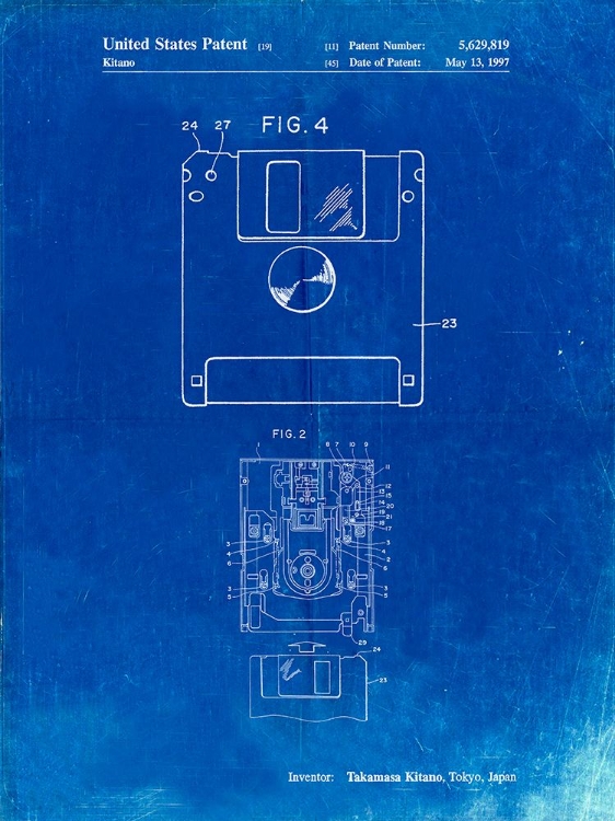 Picture of PP87-FADED BLUEPRINT 3 1/2 INCH FLOPPY DISK PATENT POSTER