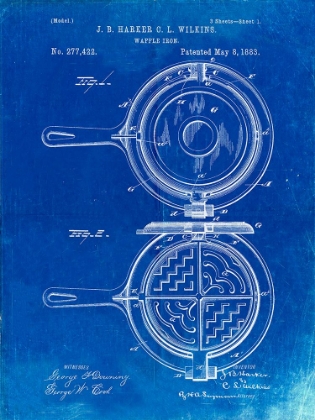 Picture of PP209-FADED BLUEPRINT WAFFLE IRON PATENT POSTER