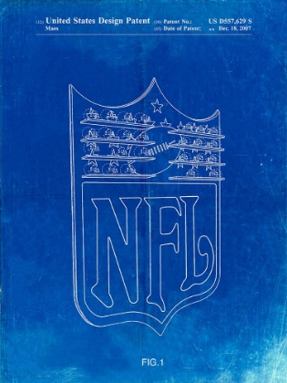 Picture of PP217-FADED BLUEPRINT NFL DISPLAY PATENT POSTER