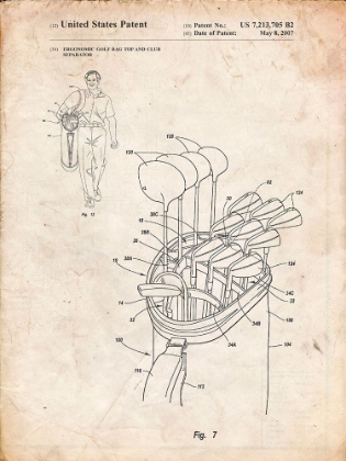 Picture of PP234-VINTAGE PARCHMENT GOLF BAG PATENT POSTER