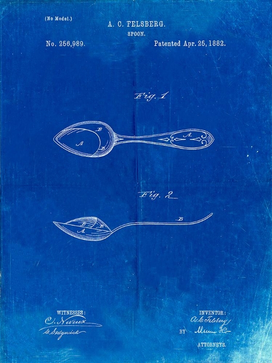 Picture of PP236-FADED BLUEPRINT TRAINING SPOON PATENT POSTER
