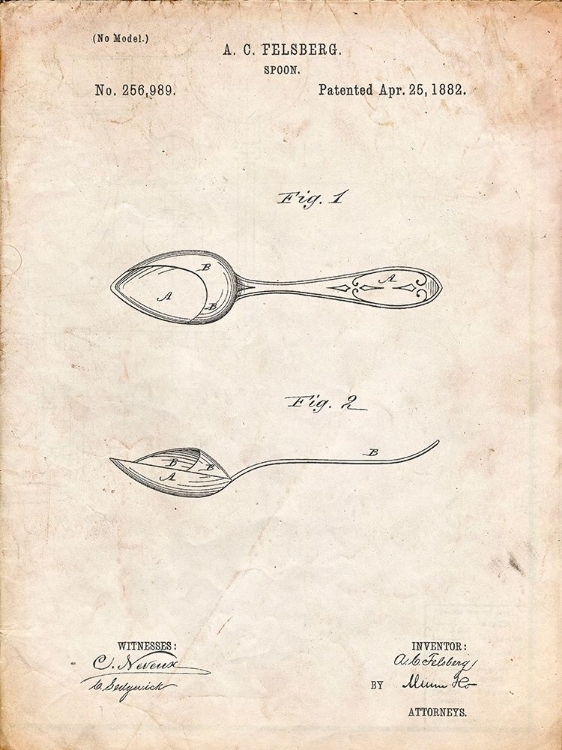 Picture of PP236-VINTAGE PARCHMENT TRAINING SPOON PATENT POSTER