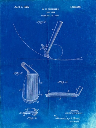 Picture of PP240-FADED BLUEPRINT GOLF WEDGE 1923 PATENT POSTER