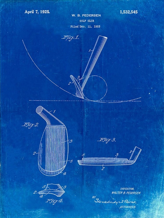 Picture of PP240-FADED BLUEPRINT GOLF WEDGE 1923 PATENT POSTER