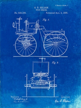 Picture of PP243-FADED BLUEPRINT MOTOR BUGGY 1895 PATENT PRINT