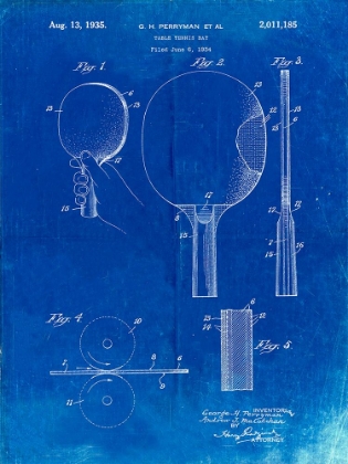 Picture of PP250-FADED BLUEPRINT PING PONG PADDLE PATENT POSTER