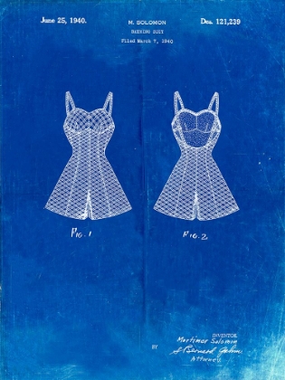 Picture of PP254-FADED BLUEPRINT BATHING SUIT PATENT POSTER
