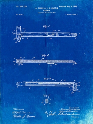 Picture of PP255-FADED BLUEPRINT DISPENSING HAMMER PATENT POSTER