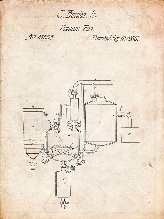 Picture of PP256-VINTAGE PARCHMENT PASTEURIZED MILK PATENT POSTER