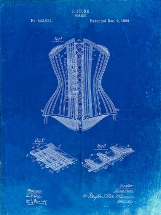 Picture of PP259-FADED BLUEPRINT CORSET PATENT POSTER