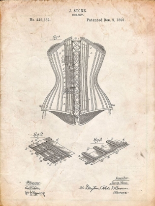 Picture of PP259-VINTAGE PARCHMENT CORSET PATENT POSTER