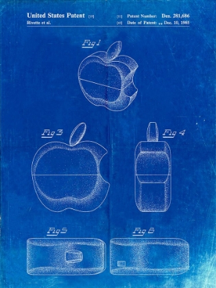 Picture of PP260-FADED BLUEPRINT APPLE LOGO FLIP PHONE PATENT POSTER