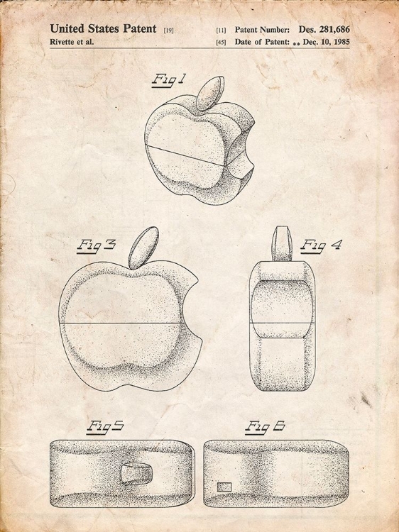 Picture of PP260-VINTAGE PARCHMENT APPLE LOGO FLIP PHONE PATENT POSTER