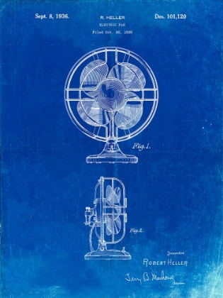 Picture of PP266-FADED BLUEPRINT TABLE FAN PATENT POSTER