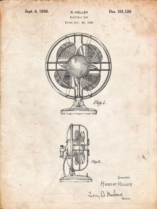 Picture of PP266-VINTAGE PARCHMENT TABLE FAN PATENT POSTER