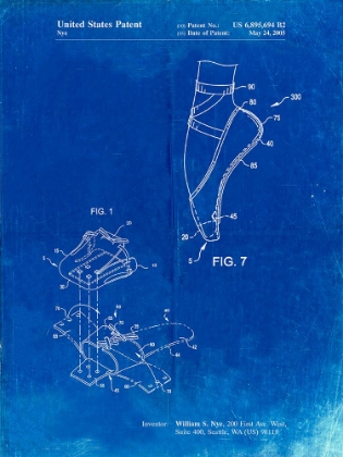 Picture of PP268-FADED BLUEPRINT BALLET SHOE PATENT POSTER