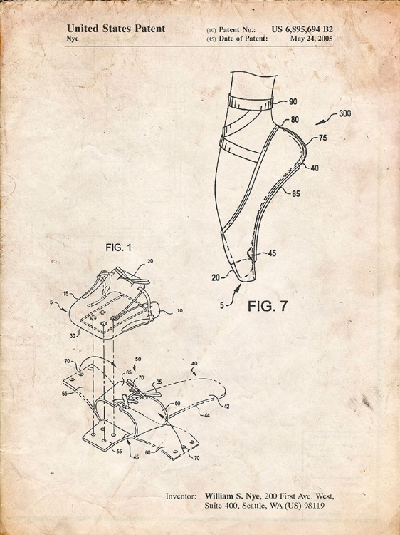 Picture of PP268-VINTAGE PARCHMENT BALLET SHOE PATENT POSTER