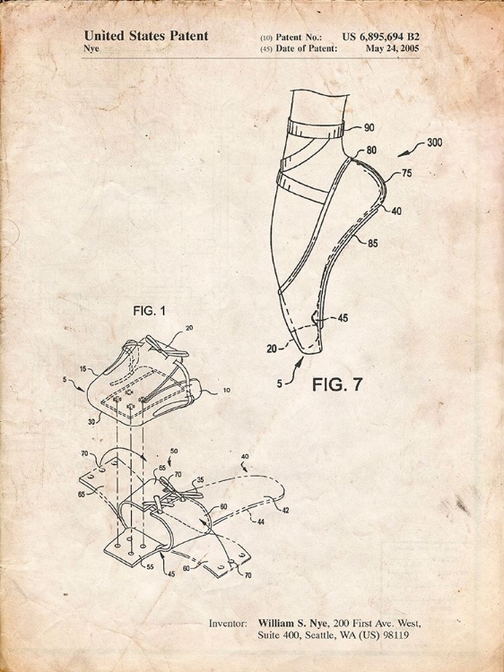 Picture of PP268-VINTAGE PARCHMENT BALLET SHOE PATENT POSTER