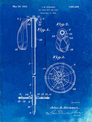 Picture of PP270-FADED BLUEPRINT VINTAGE SKI POLE PATENT POSTER