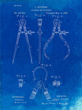 Picture of PP285-FADED BLUEPRINT CALIPERS AND DIVIDERS PATENT POSTER