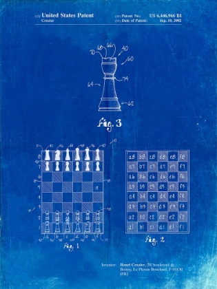Picture of PP286-FADED BLUEPRINT SPEED CHESS GAME PATENT POSTER