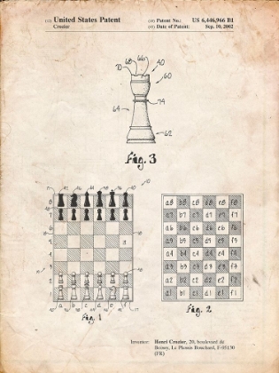 Picture of PP286-VINTAGE PARCHMENT SPEED CHESS GAME PATENT POSTER