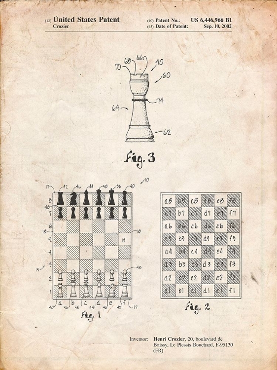 Picture of PP286-VINTAGE PARCHMENT SPEED CHESS GAME PATENT POSTER