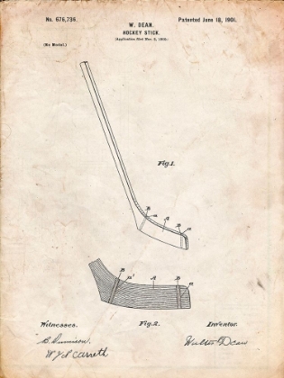 Picture of PP291-VINTAGE PARCHMENT HOCKEY STICK PATENT POSTER