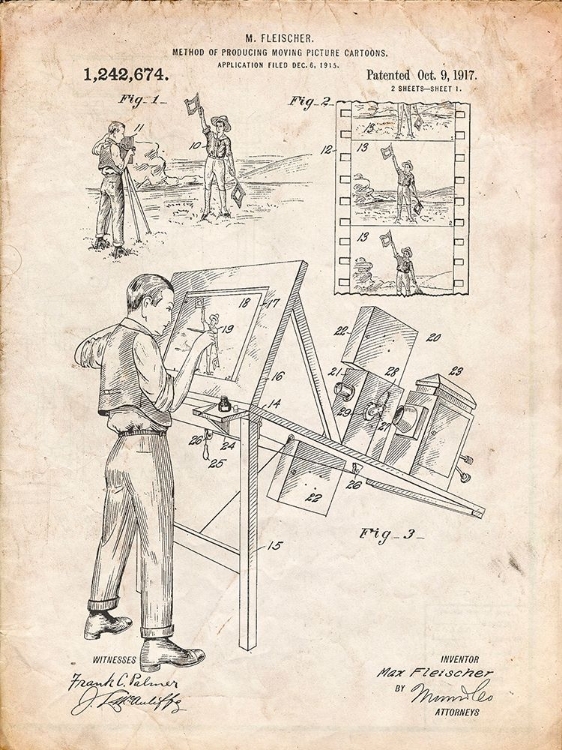 Picture of PP293-VINTAGE PARCHMENT CARTOON METHOD PATENT POSTER