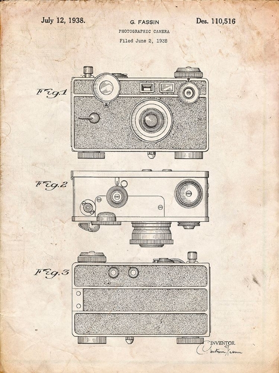 Picture of PP299-VINTAGE PARCHMENT ARGUS C CAMERA PATENT POSTER