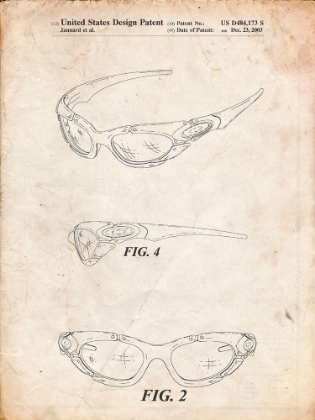 Picture of PP324-VINTAGE PARCHMENT OAKLEY SUNGLASSES PATENT POSTER