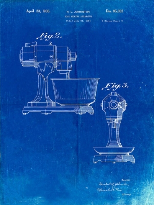 Picture of PP337-FADED BLUEPRINT KITCHENAID MIXER PATENT POSTER
