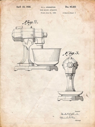 Picture of PP337-VINTAGE PARCHMENT KITCHENAID MIXER PATENT POSTER