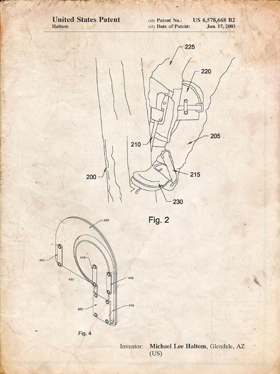 Picture of PP340-VINTAGE PARCHMENT POLE CLIMBER KNEE PADS PATENT POSTER